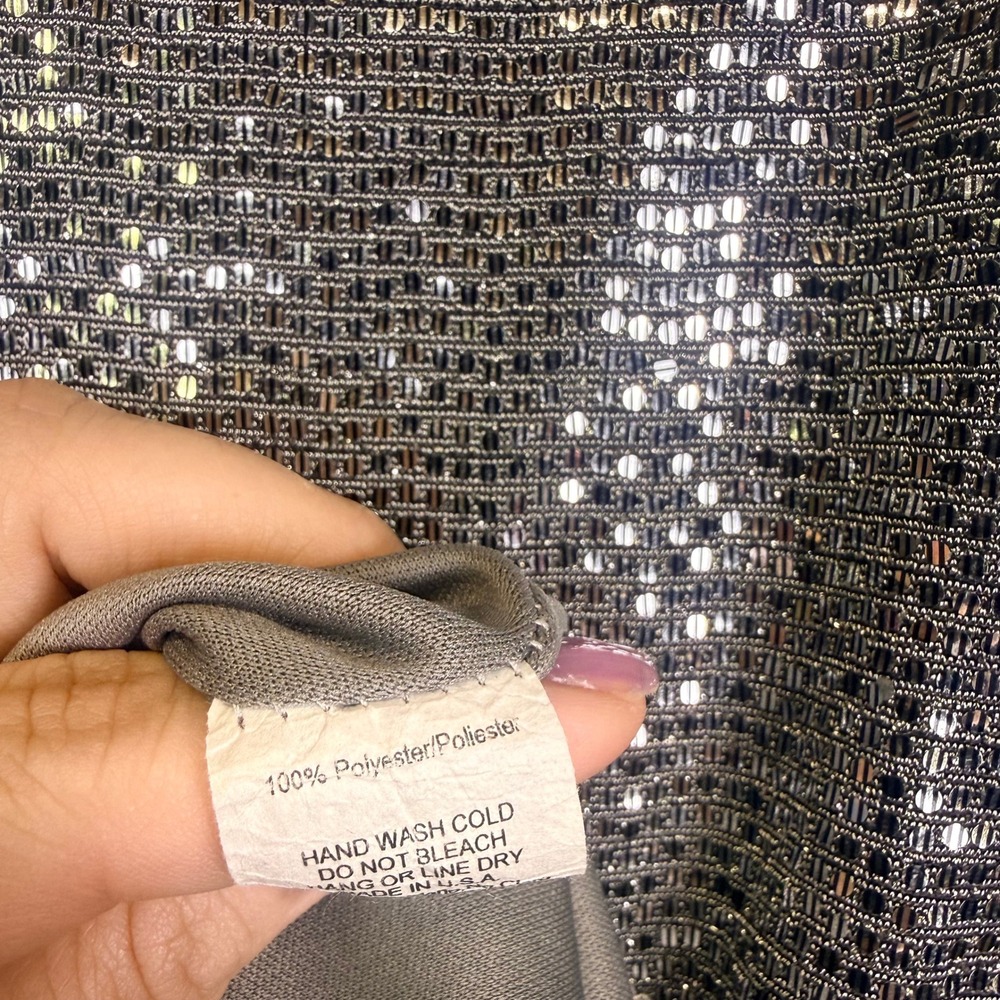 Akira Silver Sequin Bodycon Midi Dress M Glam Y2K Clubwear Baddie Club Kid Disco - Picture 3 of 7